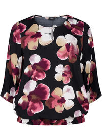 Viscose blouse with print and smock