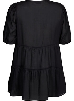 Zizzifashion A-line viscose tunic with lace-up detail, Black, Packshot image number 1