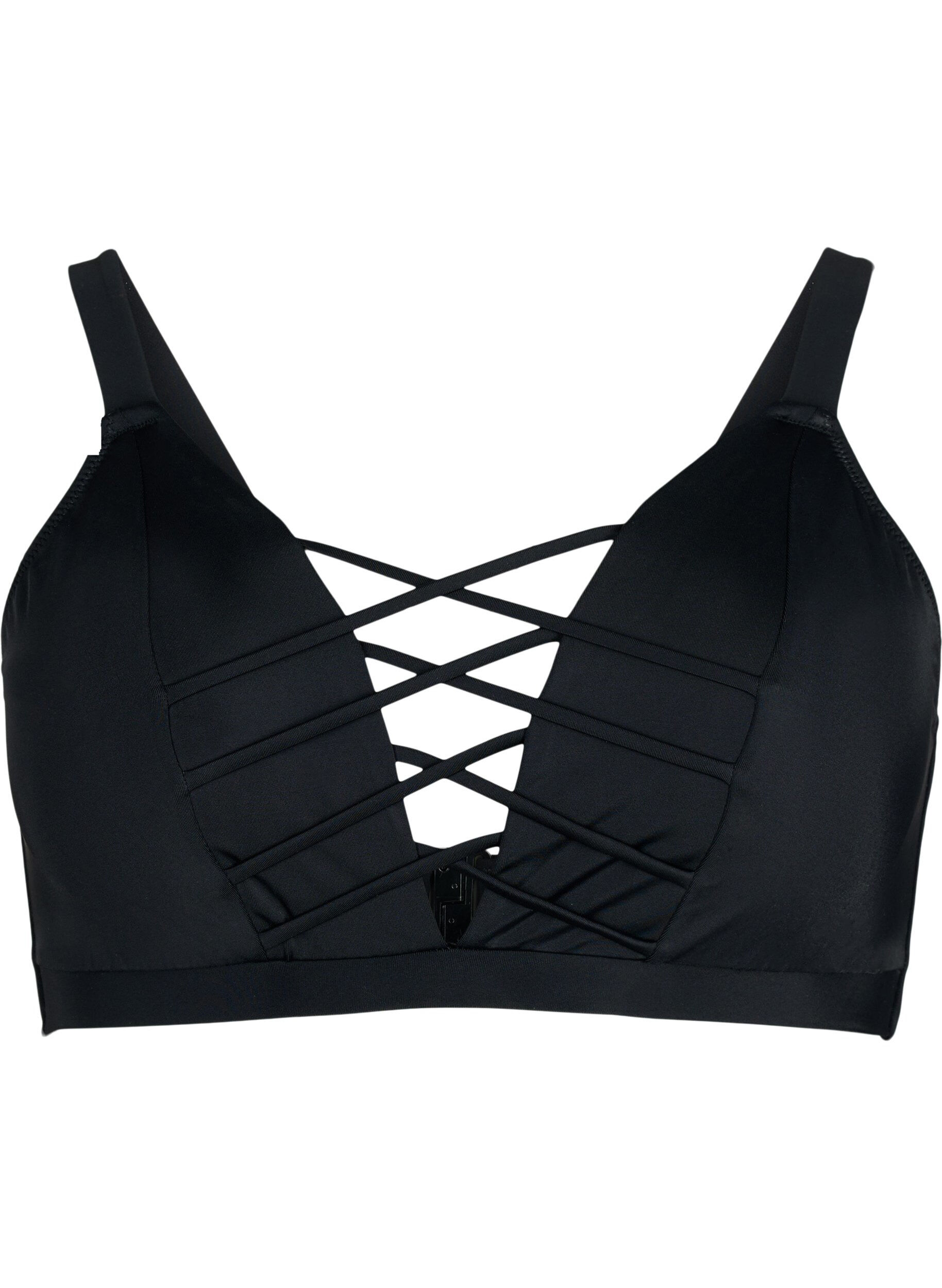 Bikini top with string detail - Black - Sz. 42-60 - Zizzifashion