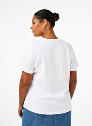 Basic cotton T-shirt with round neck, Bright White, Model