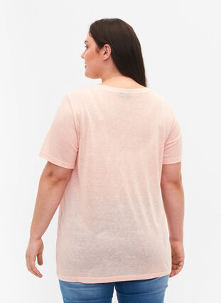 Zizzifashion T-shirt with studs and round neck, Pale Blush, Model image number 1