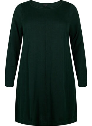 Zizzifashion Knitted dress in cotton-viscose blend, Scarab Mel., Packshot image number 0