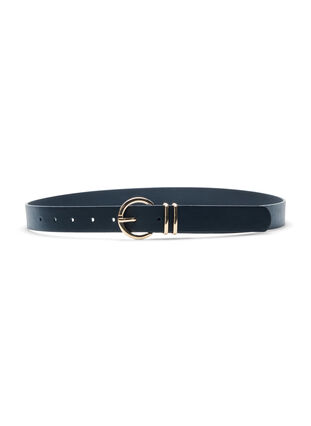 Zizzifashion Faux leather belt with gold-colored buckle, Black w. Gold Buckle, Packshot image number 1