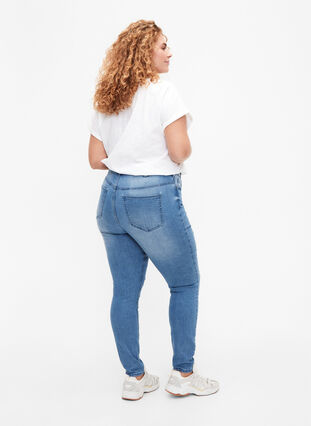 Zizzifashion Amy jeans with super slim fit and ripped details, Blue denim, Model image number 1