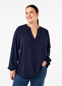 Long-sleeved blouse with structure, Navy Blazer, Model