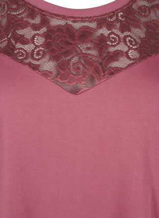 Zizzifashion Sweatshirt with lace details, Rose Brown, Packshot image number 2