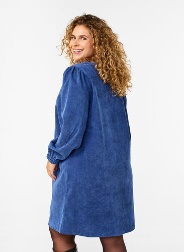 Zizzifashion Short velvet dress with long sleeves, Sodalite Blue, Model image number 1