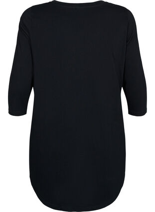 Zizzifashion Cotton t-shirt with 3/4 sleeves, Black, Packshot image number 1