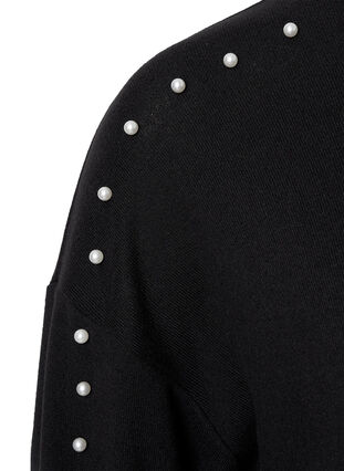 Zizzifashion Long sleeve blouse with beads, Black, Packshot image number 3