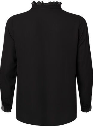 Zizzifashion Shirt blouse with ruffle details, Black, Packshot image number 1