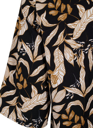 Zizzifashion V-neck blouse with leaf print, Black Leaf AOP, Packshot image number 3