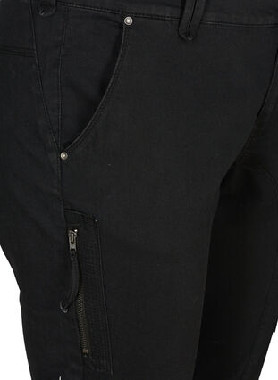 Zizzifashion Slim fit capri jeans with pockets, Black, Packshot image number 2