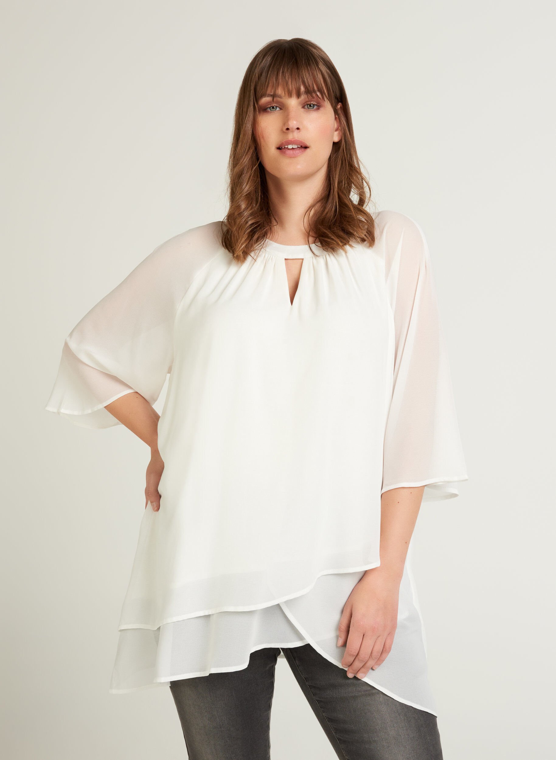 White chiffon sale blouse plus size