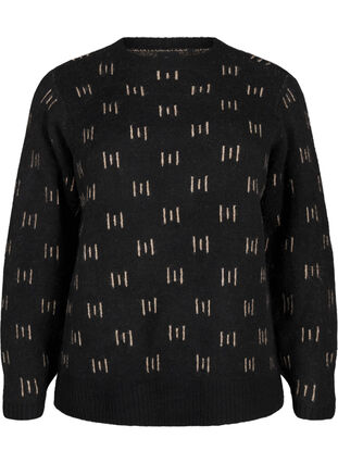 Zizzifashion Patterned pullover, Black Mel. Nomad, Packshot image number 0