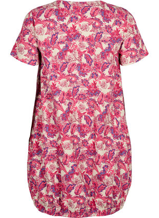 Zizzifashion Short-sleeved, printed cotton dress, Raspberry Sorbet, Packshot image number 1