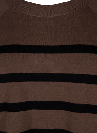 Zizzifashion Striped knitted blouse with round neck, Carafe w. black , Packshot image number 2