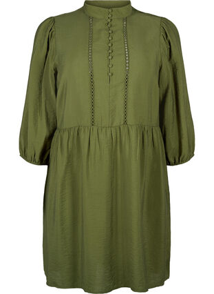 Zizzifashion Knee-length dress with embroidery and 3/4 sleeves, Winter Moss, Packshot image number 0