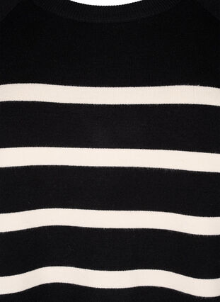 Zizzifashion 3/4 sleeve knitted blouse with stripes, Black Birch Stripes, Packshot image number 2