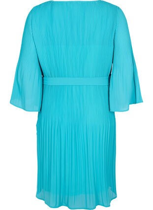 Zizzifashion Pleated dress with 3/4 sleeves, Turquoise, Packshot image number 1