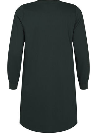 Zizzifashion Short sweat dress with lace detail, Scarab, Packshot image number 1