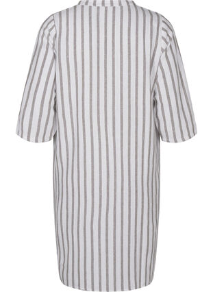 Zizzifashion Striped tunic dress in linen-viscose mix, White Stripe, Packshot image number 1