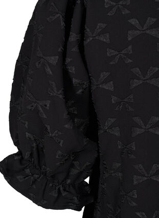 Zizzifashion Short jacquard dress with bows, Black W. Bow, Packshot image number 3