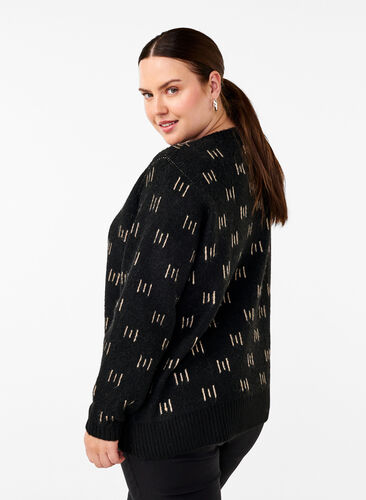 Zizzifashion Patterned pullover, Black Mel. Nomad, Model image number 1