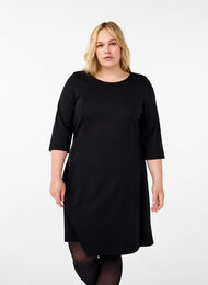 A-shaped dress with 3/4 sleeves, Black, Model