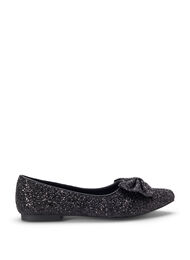 Wide fit glitter ballerina with bow, Black, Packshot