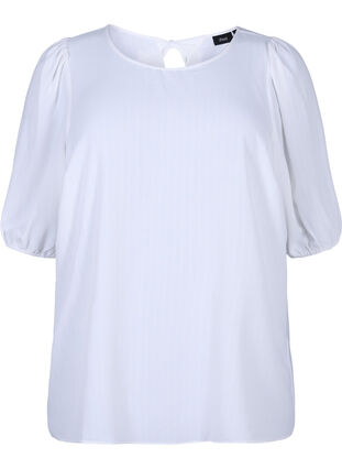 Zizzifashion Short-sleeved blouse with a bow at the back, Bright White, Packshot image number 0