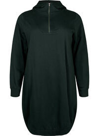 Sweat tunic with hood and zip