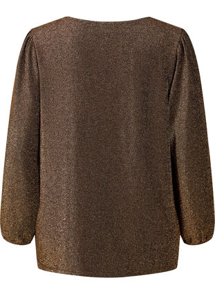 Zizzifashion Glitter blouse with puff sleeves, Black Copper, Packshot image number 1