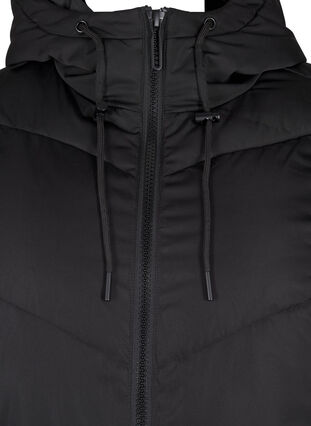 Zizzifashion Long puffer coat with hood and pockets, Black, Packshot image number 2