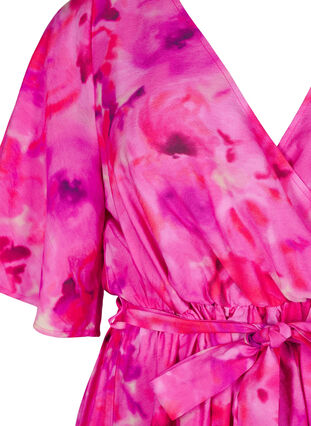 Zizzifashion Knee-length dress with floral print and wrap look, Pink Rose AOP, Packshot image number 2