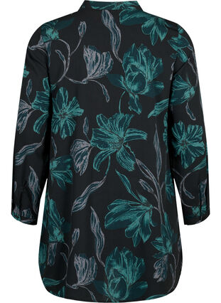 Zizzifashion FLASH - Floral tunic with long sleeves, Black Scarab Flower, Packshot image number 1
