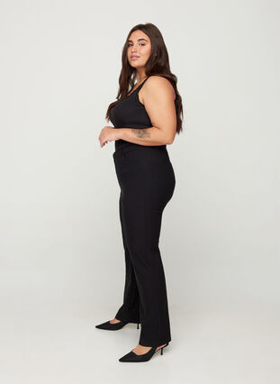 Zizzifashion Classic pants in a viscose mix, Black, Model image number 4