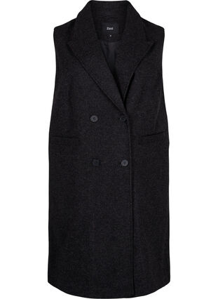 Zizzifashion Long vest in wool look, Dark Grey Melange, Packshot image number 0