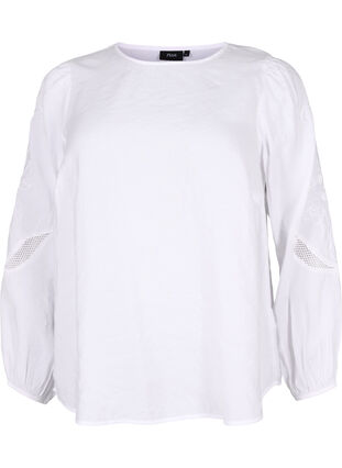 Zizzifashion Blouse with TENCEL™ Modal with embroidery details, Bright White, Packshot image number 0