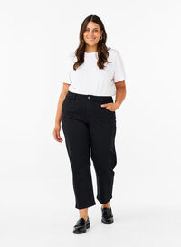 Cropped Vera jeans with straight fit, Black, Model
