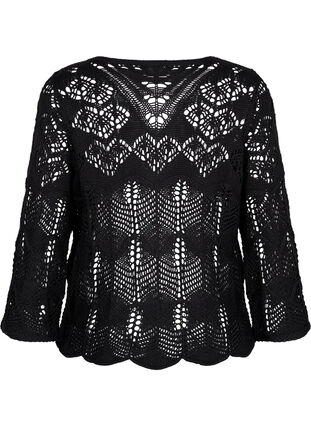 Zizzifashion Knitted blouse with lace pattern, Black, Packshot image number 1