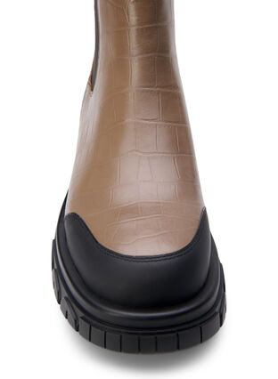 Zizzifashion Wide fit - Croco Chelsea boot in leather, Pine Bark, Packshot image number 2