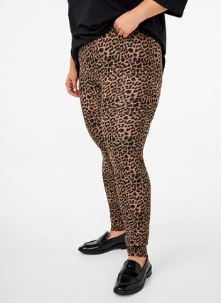 Zizzifashion Viscose leggings with leopard print, DARK LEO AOP, Model image number 0