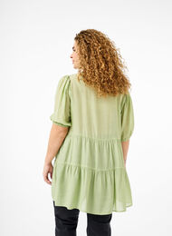 A-line viscose tunic with lace-up detail, Foam Green, Model