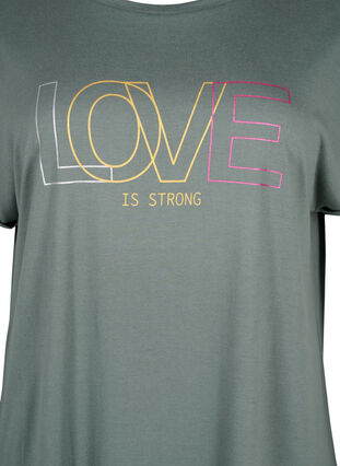 Zizzifashion Short sleeve nightgown with text print, Balsam Green Love, Packshot image number 2