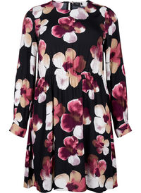 Viscose dress with print and long sleeves