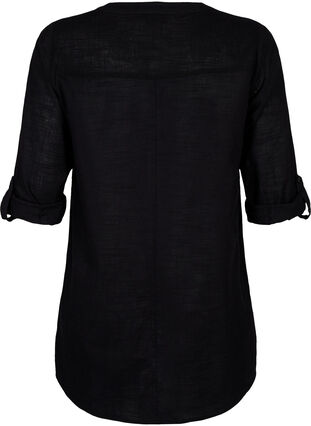 Zizzifashion Cotton tunic with 3/4 sleeves, Black, Packshot image number 1