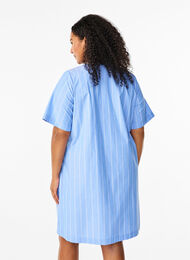 Striped dress in organic cotton, Blue Stripe, Model