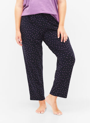Zizzifashion Cotton pyjamas pants with print, Night Sky Dot, Model image number 2