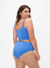 High-waist leo-structured bikini briefs, Palace Blue, Model