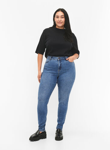 Zizzifashion Amy jeans with a high waist and super slim fit, Blue denim, Model image number 0